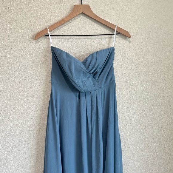 NWT Lulu's Sweetest Ceremony Slate Blue Strapless Maxi Dress Party Wedding Event - Picture 3 of 6